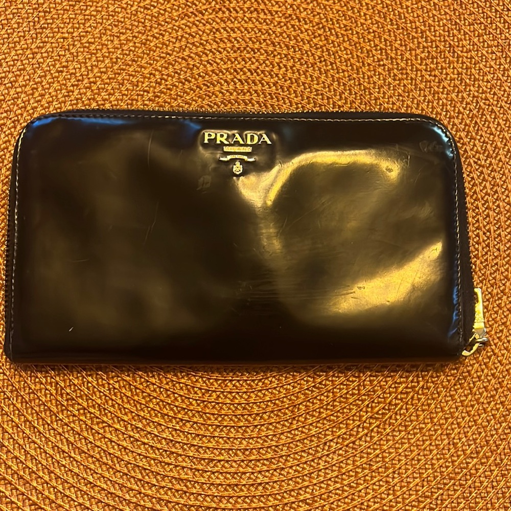 Prada Patent Leather Zip Wallet